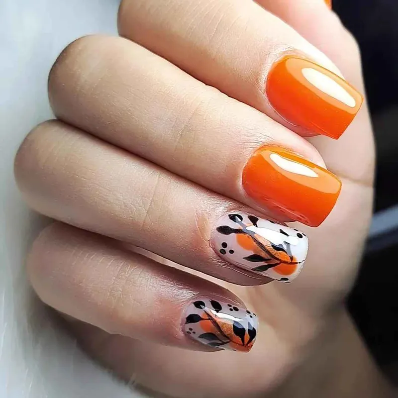 لاک نارنجی باطراحی پاییزی