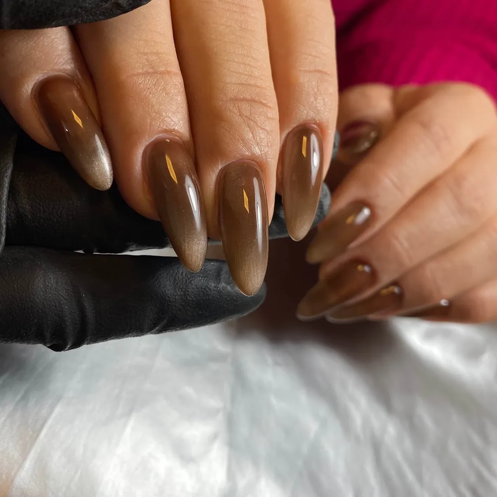 ناخن قهوه ای شاین
