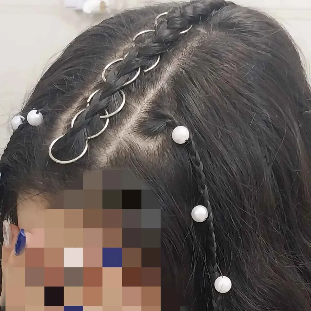 بافت مو با حلقه ومروارید